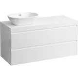 Laufen LANI Waschtischplatte weiß matt inklusive Unterschrank, 1 Ausschnitt links, 1185x495x580mm, H4045721122611, Farbe: Weiß glänzend