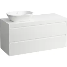 Laufen LANI Waschtischplatte weiß matt inklusive Unterschrank, 1 Ausschnitt links, 1185x495x580mm, H4045721122611, Farbe: Weiß glänzend