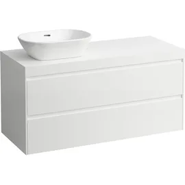 Laufen LANI Waschtischplatte weiß matt inklusive Unterschrank, 1 Ausschnitt links, 1185x495x580mm, H4045721122611, Farbe: Weiß glänzend