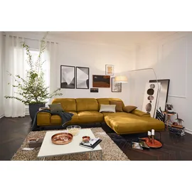 Musterring Wohnlandschaft MUSTERRING "MR 2490 Ecksofa mit erstklassigem Sitzkomfort, Long-Life-Leder", gelb (kurkuma, b), B:342cm T:207cm, Sofas, Wohnlandschaft, Bronze-Fuß Sitzhöhe 46cm, wahlweise mit Funktionen, Maße 342 x 207 cm
