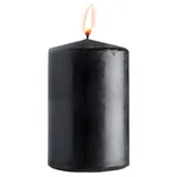 Wenzel Stumpenkerze H 9 cm PURE, Schwarz - 6 x 9 cm - selbstlöschend