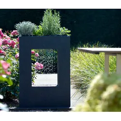 Dobar Gartenbrunnen mit Pflanzen-Option - 54,5x19x76cm - grau - Polyresin
