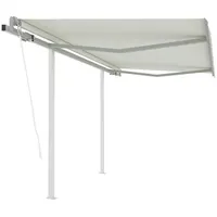 VidaXL Gelenkarmmarkise 300 x 250 cm cremeweiß inkl. Pfosten