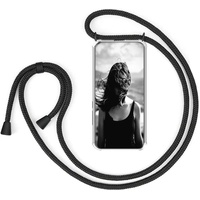 HomiTunky Handykette Handyhülle für Samsung Galaxy S23 FE mit Band - Handy-Kette Handy Hülle mit Kordel zum Umhängen Handyanhänger Halsband Lanyard Case - Transparent Schutzhülle in Schwarz