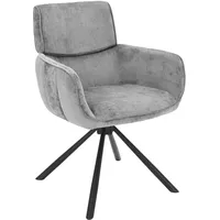 Riess-Ambiente Drehbarer Retro Stuhl UNIQUE grau Chenille schwarzes Metallgestell