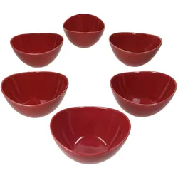 Mäser 6x Natural Müsli-Schale 400ml Steingut 6 Personen Dessert-Schüssel rot