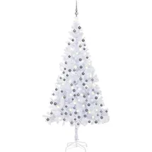 vidaXL Künstlicher Weihnachtsbaum grau/weiß 210 cm