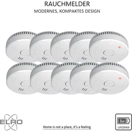 ELRO Optischer Rauchmelder Weiß inkl. Wechselbarer 1 Jahres Batterie 10 St.
