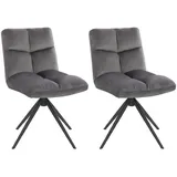 Home Deluxe Esszimmerstuhl drehbar 2er Set NODA - Samt Hellgrau