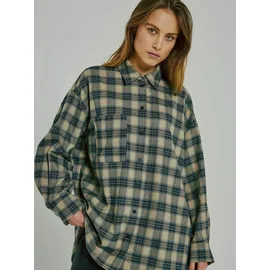 Norr Bluse Woody beige / blau S