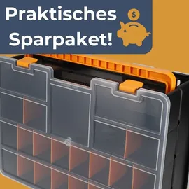 GarPet 2er Set Sortimentskasten Doppelseitig mit verstellbaren Trennern Sortierkasten für Kleinteile Organizer Sortierbox Kleinteilemagazin Sortimentsboxen