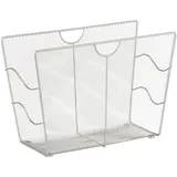 Relaxdays Zeitungsständer Mesh, Zeitschriftensammler Metall, Zeitungshalter stehend, HxBxT: 27 x 39 x 17 cm, silber