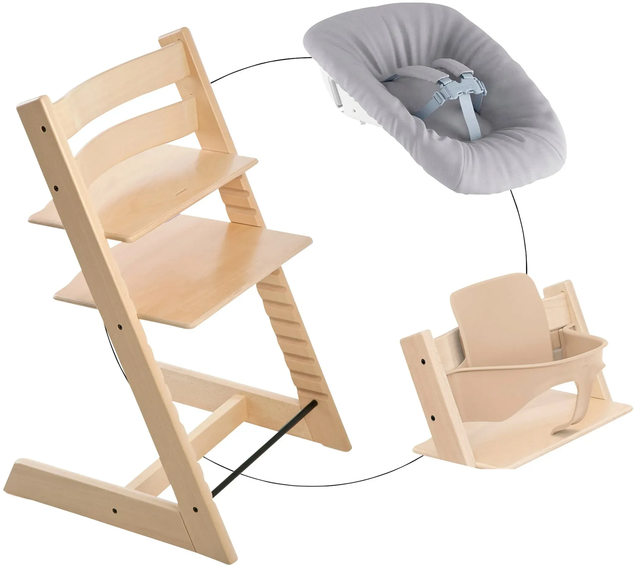 Stokke® TRIPP TRAPP® Bundle Treppenhochstuhl inkl. Newbornset & Babyset, natur