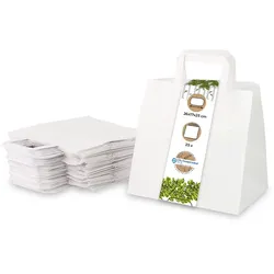 BIOZOYG 25 Stück Tragetasche L 26 x 17 x 25cm Papiertüte reißfest weiß kompostierbar Einkaufstasche Papiertasche Einkaufstüte umweltfreundlich