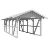 SKANHOLZ Skan Holz Carport Schwarzwald mit Dachschalung 424 x 772 cm Weiß