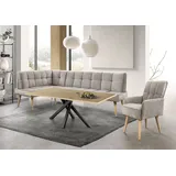 exxpo - sofa fashion Eckbank EXXPO - SOFA FASHION "Latte", sand, B:234cm H:95cm T:156cm, 100% PES, Sitzbänke, Eckbank, moderne Sitz- und Rückensteppung, bequem und elegant, hoher Holzfuß