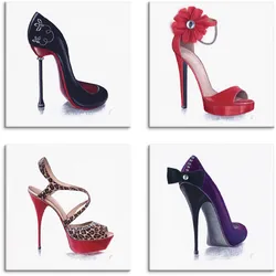 Artland Leinwandbild »Damenschuhe«, Mode, (4 St.), 4er Set, verschiedene Größen Artland Farbe Bild(er): weiß