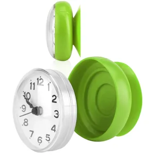 Cyrank Badezimmeruhr Mit Saugnäpfe, wasserdichte Badezimmer Uhr, Analoge Badezimmeruhr Klein, Mini Wanduhren, Digitale Uhr Klein Duschuhr, Küchenuhr, Baduhr Für Badezimmer Waschraum Küche(Grün)