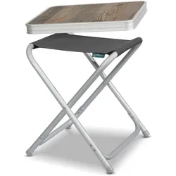 HOMECALL Leichter Campinghocker mit MDF Tisch, Aluminium Beistelltisch für Angeln, Picknick und Balkon