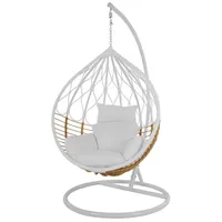 Kideo Komplettset: großer Hängesessel mit Gestell & Kissen, Poly-Rattan,