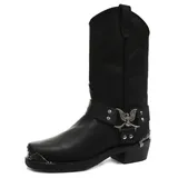 Grinders Herren Adler Hoch Cowboy Schwarz Motorradfahrer Leder Westernstiefel 41 - 41 EU