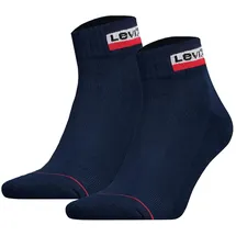 Levi's Unisex 2er Pack Sportsocken - Mid Cut SPRTWR, Logo, einfarbig Blau 39-42