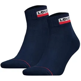 Levi's Unisex 2er Pack Sportsocken - Mid Cut SPRTWR, Logo, einfarbig Blau 39-42