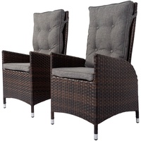 OUTFLEXX 2er Set Dining Sessel, braun marmoriert, Polyrattan, 55 x 65 x 112 cm, Rücken stufenlos verstellbar