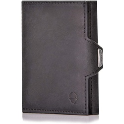 Donbolso Mini Geldbörse Ledergeldbörse Slim Wallet mit Münzfach RFID Schutz 11 Karten, Vintage Schwarz Mit Mnzfachvintage schwarz