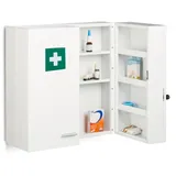 Relaxdays Abschließbarer Medizinschrank Weiß,Dunkelgrün