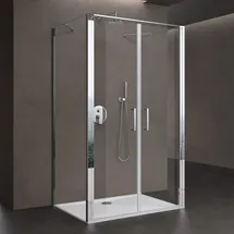 doporro Duschkabine U-Form 80x90x80cm Duschabtrennung in chrom zwei Drehtüren ESG-Sicherheitsglas Klarglas mit Nano-Beschichtung Ravenna66UK