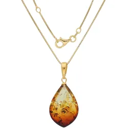 Kette mit Anhänger »Schmuck Geschenk Silber 925 Halsschmuck Halskette Venezianer Tropfen«, mit Bernstein, 502126-0 gelbgoldfarben-bernsteinfarben