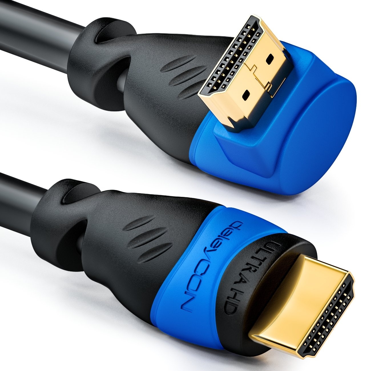 deleyCON 5m HDMI 270° Grad Winkel Kabel - Kompatibel zu HDMI 2.0/1.4 - UHD 4K HDR 3D 1080p 2160p ARC - Schwarz