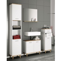 VCM 4-tlg. Komplett Badmöbel Badschrank Bad Unterschrank Hochschrank Set