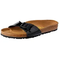 BIRKENSTOCK Classic Madrid Birko-Flor, Damen Pantoletten, Gr.-38 EU,Schwarz (Schwarz Lack) - 38 EU