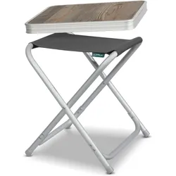 HOMECALL Leichter Campinghocker mit MDF Tisch, Aluminium Beistelltisch für Angeln, Picknick und Balkon
