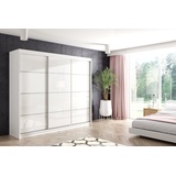 ALTDECOR Schiebetürenschrank VIVI 2 (Kleiderschrank Aluminium-Leisten, Lacobel, Schiebetürenschrank) weiß 180 cm x 216 cm x 61 cm