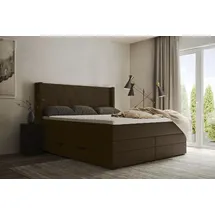 Home Affaire Boxspringbett HOME AFFAIRE "Elegance", braun (dunkelbraun), B:181cm L:210cm, Samtoptik (100% Polyester);Struktur (100% Polyester), Komplettbetten, Boxspringbett, mit schöner Knopfheftung, in den Härtegraden H2 & H3, inkl. Schubladen