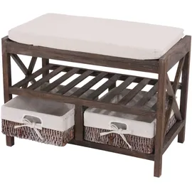 Mendler HWC-C48 45 x 65 x 34 cm Sitzbank Schuhregal braun