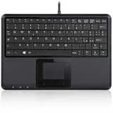 Perixx PERIBOARD-510 H PLUS IT, Mini USB-Tastatur, Touchpad, Hub, schwarz