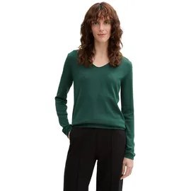 Tom Tailor Damen 1012976 Strickpullover mit V-Ausschnitt, 30024-Explorer Green, L