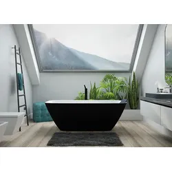 Hoesch Badewanne „Lasenia“ für barrierefreie Bäder freistehend oval 170 × 75 cm in Weiß-Schwarz