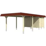 SKANHOLZ Carport Wendland 4,09 x 8,70 m unbehandelt rot mit Abstellraum