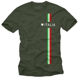MAKAYA T-Shirt Herren Italia Herz Italienische Flagge Fahne Fußball Trikot Italien Jungs, Männer grün 4XL