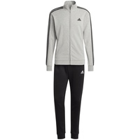 adidas Basic 3-Streifen French Terry Trainingsanzug Herren Sportanzug grau/schwarz - XL