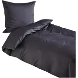 Traumschlaf Uni Mako-Satin Schwarz 240 x 220 cm + 2 x 80 x 80 cm