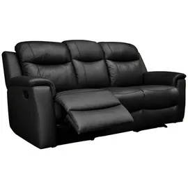 vente-unique Couch Leder 3-Sitzer Schwarz