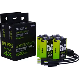 Verico Li-Ion-Akku Loop Energy 9 V- Block, 4er Pack