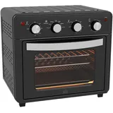 HOMCOM Minibackofen mit Umluft 30L Mini Ofen mit Backblech, Grillrost und Krümelblech, 90 °C-230 °C Heißluftfritteuse mit 7 Modi, Frittierkorb, 60 Min. Timer, 1600W, Metall