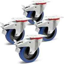 Wiltec Wiltec, Möbelrollen, Lenkrollen Set 4x Transportrolle m. Bremse Ø160mm 300kg totalfeststellbar